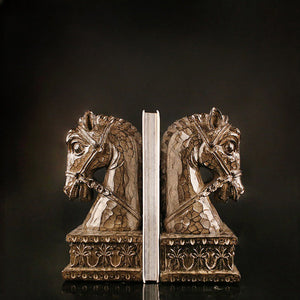 Golden Horse Head Sculpture Bookends - HOUSYE