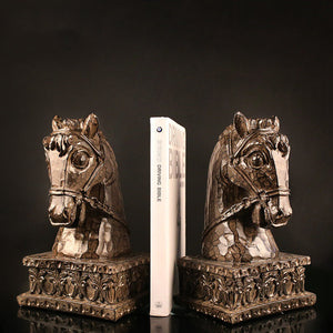 Golden Horse Head Sculpture Bookends - HOUSYE