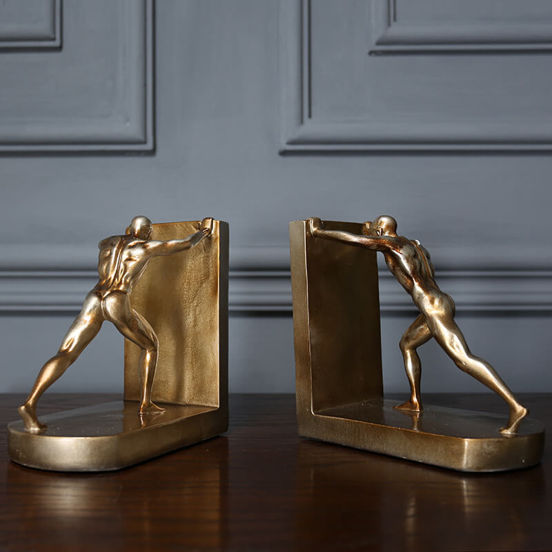 Golden People Sculpture Bookends Set - HOUSYE