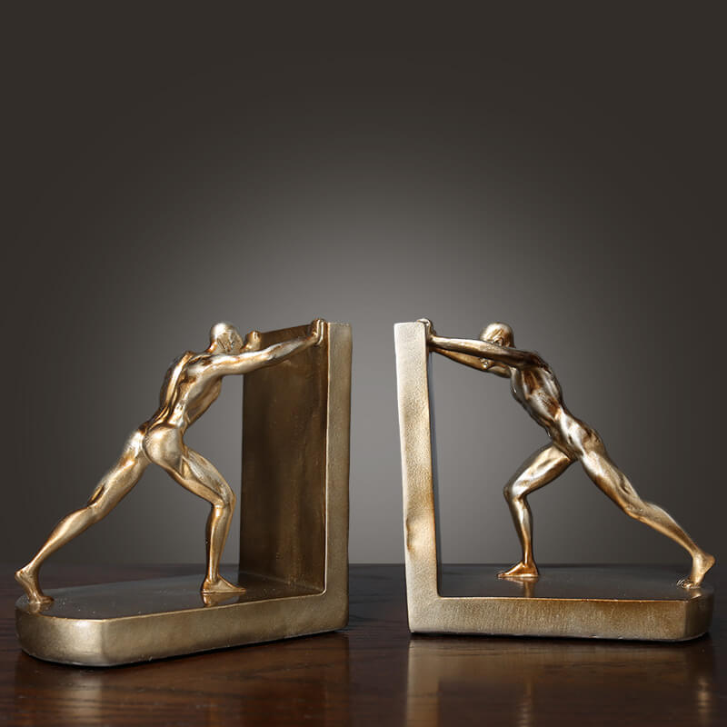 Golden People Sculpture Bookends Set - HOUSYE