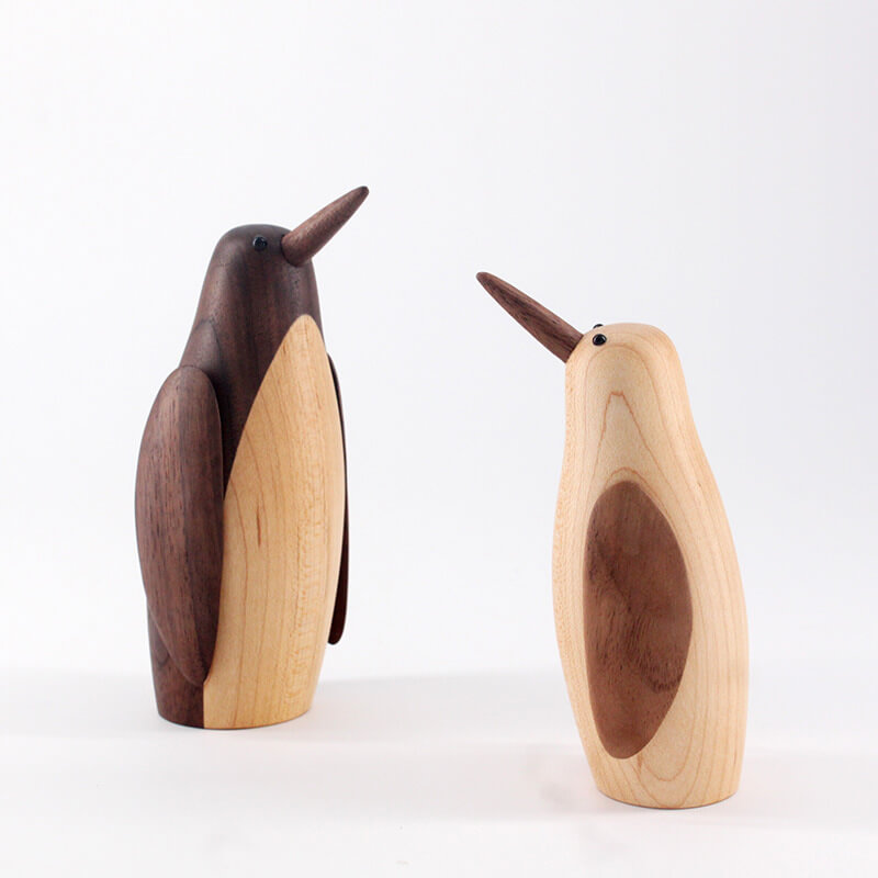 Wooden Penguin Sculptue Decor Object - HOUSYE