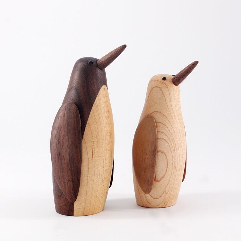 Wooden Penguin Sculptue Decor Object - HOUSYE