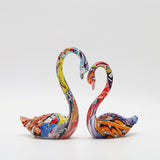 Resin Colorful Couple Swan Sculpture - A Set - HOUSYE