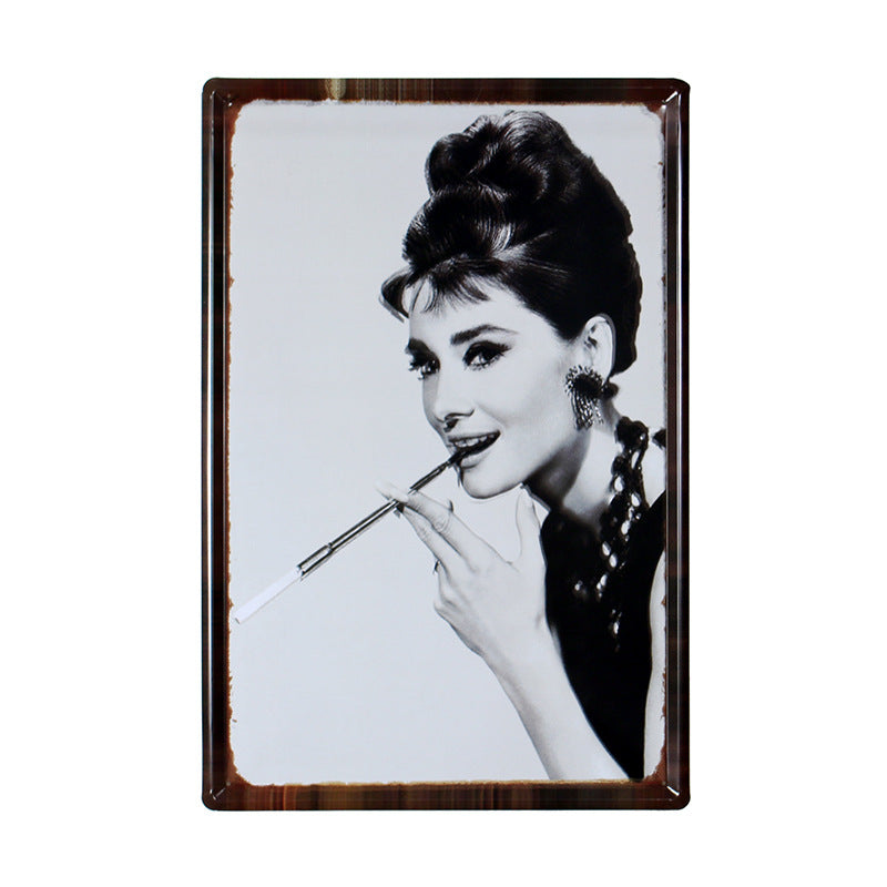 Audrey Hepburn Vintage Tinplate Painting - HOUSYE