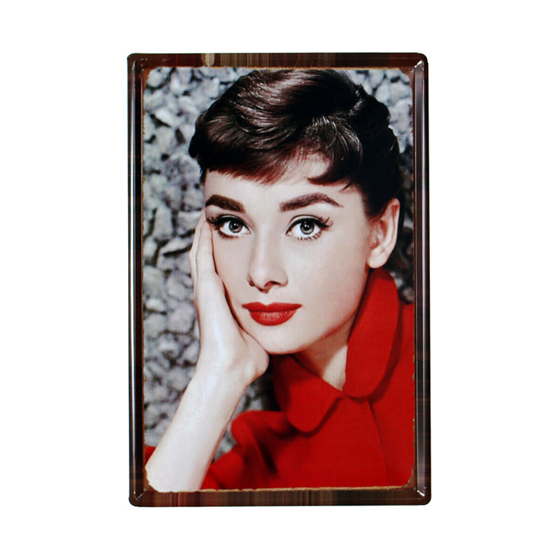 Audrey Hepburn Vintage Tinplate Wall Painting - HOUSYE