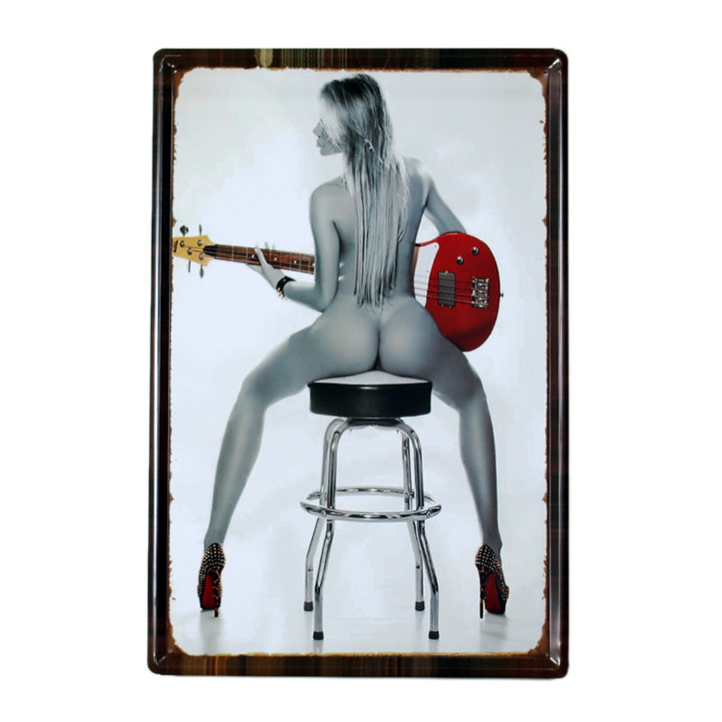 Sexy Girl Vintage Tinplate Wall Painting - HOUSYE