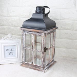 Rustic Wooden Candle Lantern - HOUSYE