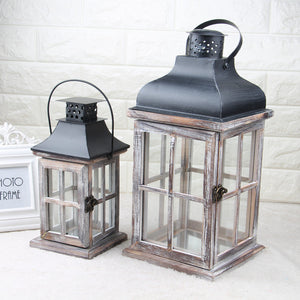 Rustic Wooden Candle Lantern - HOUSYE